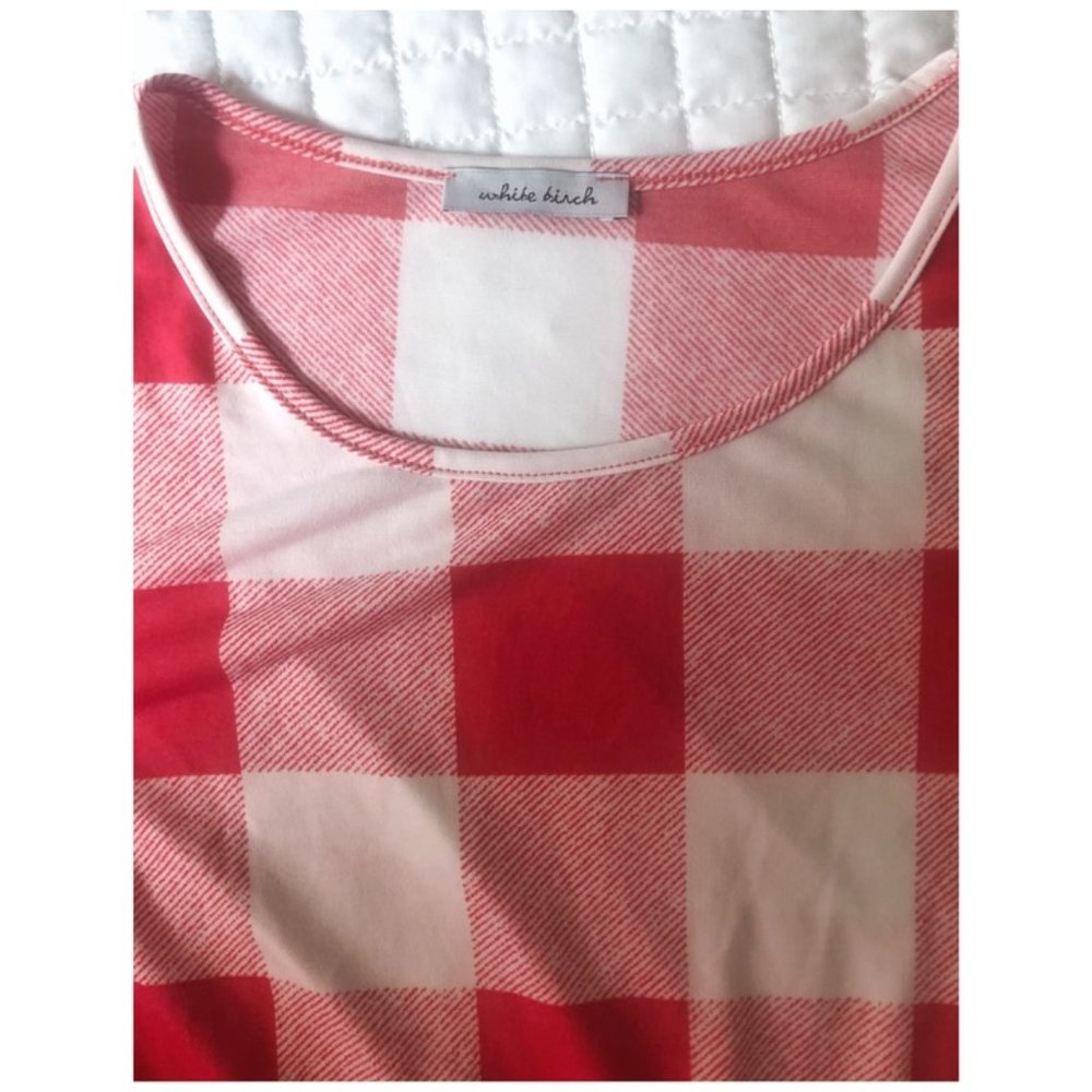 Red and White Checkered Midi Dress - Picture 5 of 6